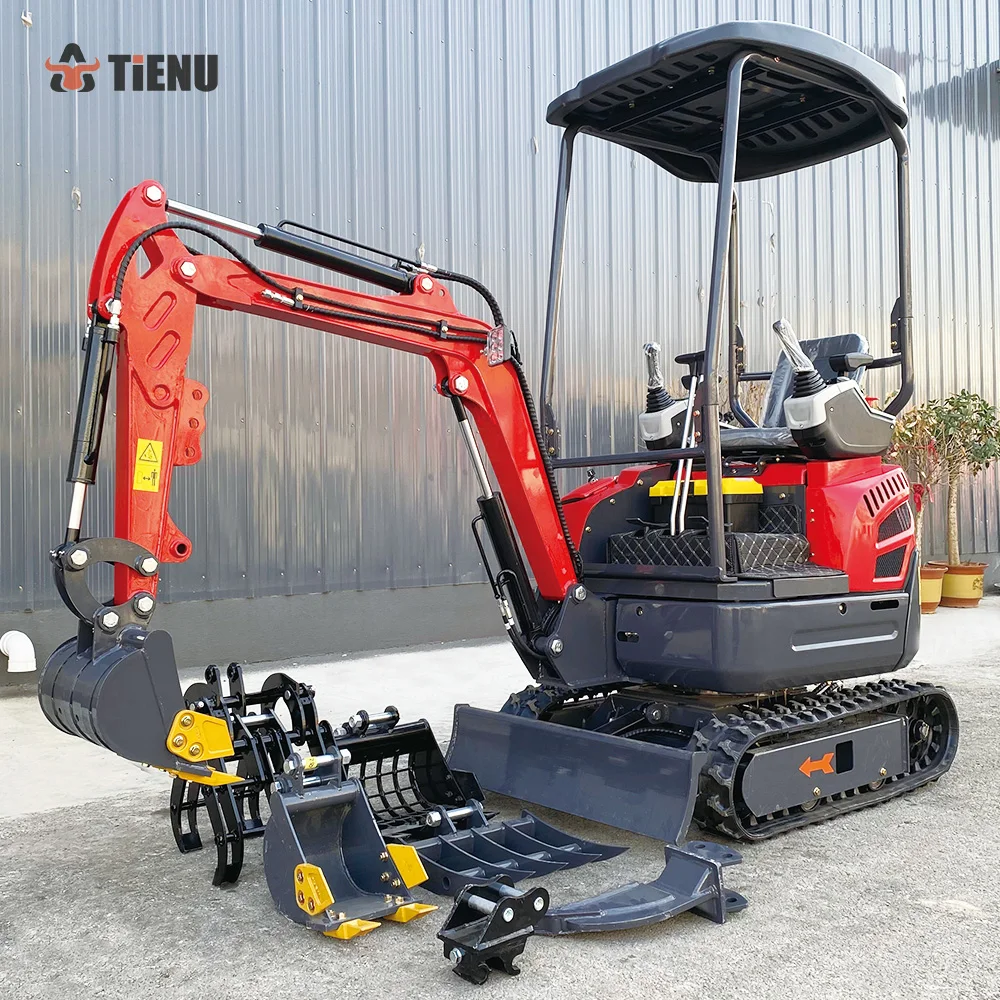 

Tienu Micro Excavators Hydraulic Digger 1.2 Ton Mini Excavator Customized 1200Kg Crawler Excavator EURO 5 Engine for Sale