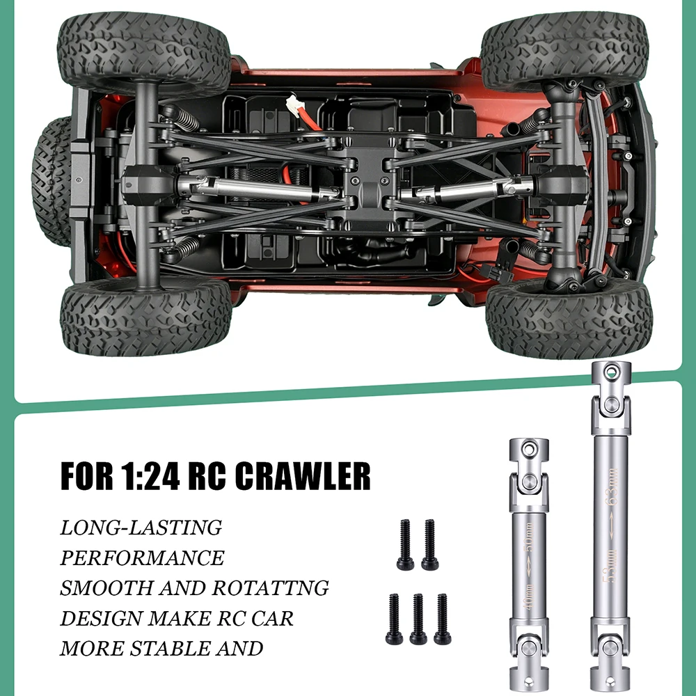 AXSPEED 1Pair Steel Center Drive Shaft Chassis Links for Axial SCX24 Jeep JLU Bronco 1/24 RC Crawler Car Upgrade Accessories
