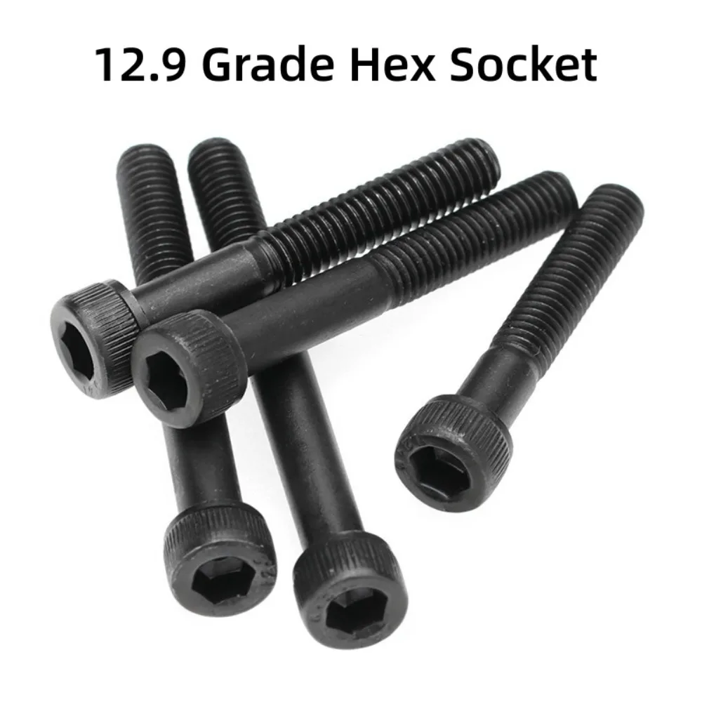 Grade 12.9 Black Hex Socket Cap Head Screws Half Thread Allen Cup Head Bolts M2 M2.5 M3 M4 Length 6-45mm Connection Hardware