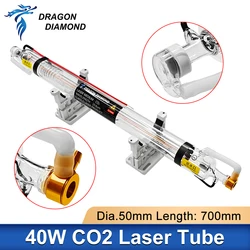 หลอดเลเซอร์ Co2 40W กำลังไฟสูงเส้นผ่านศูนย์กลาง50มม. ยาว700มม. หัวโลหะแก้วสำหรับเครื่องแกะสลักเลเซอร์เครื่องตัดแบบใหม่