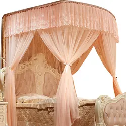 Mosquito Net U-Shaped Retractable  Three-Door Thickened Floor Bracket 1.5M 1.8M Bed Household Ultra-Fine-Meshed Thickening 2 M