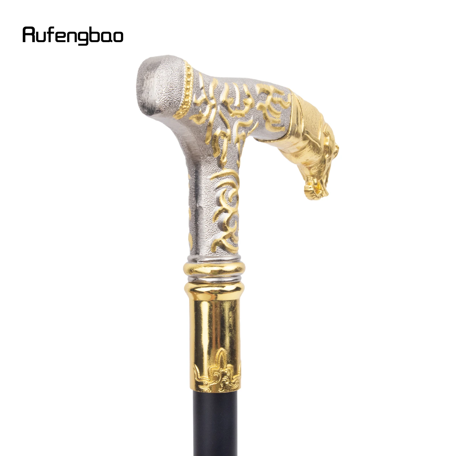 Golden White Elephant Handle Luxury Pattern Walking Stick Party Fashion Elegant Walking Stick Decorative Cane Knob Crosier 93cm