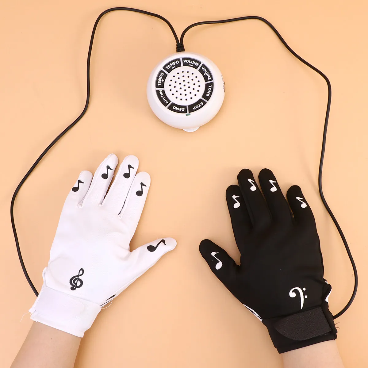 

Пара электронных перчаток для фортепиано, портативные музыкальные перчатки без пальцев, перезаряжаемые, со встроенным динамиком, 8 звуков инструментов, 20 фоновых звуков