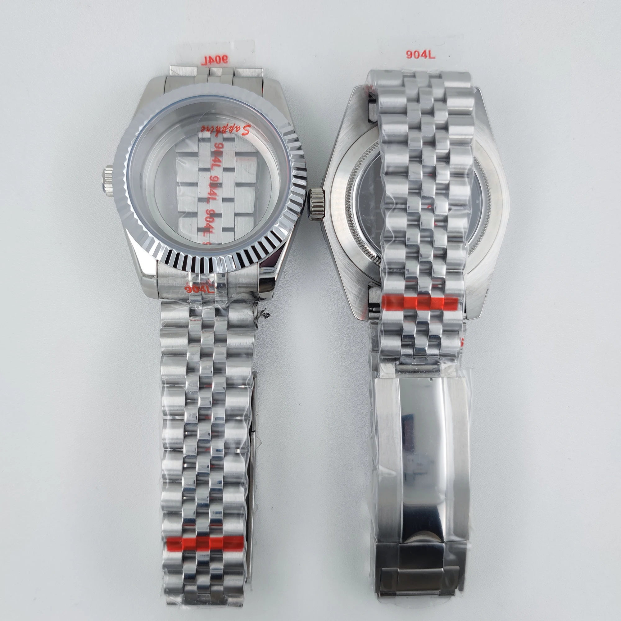 

40MM Watch Case Fit to NH35 NH34 Movement Solid Steel Sapphire Crystal Glass Jubilee Watchband Case Compatible NH64 NH35A NH72