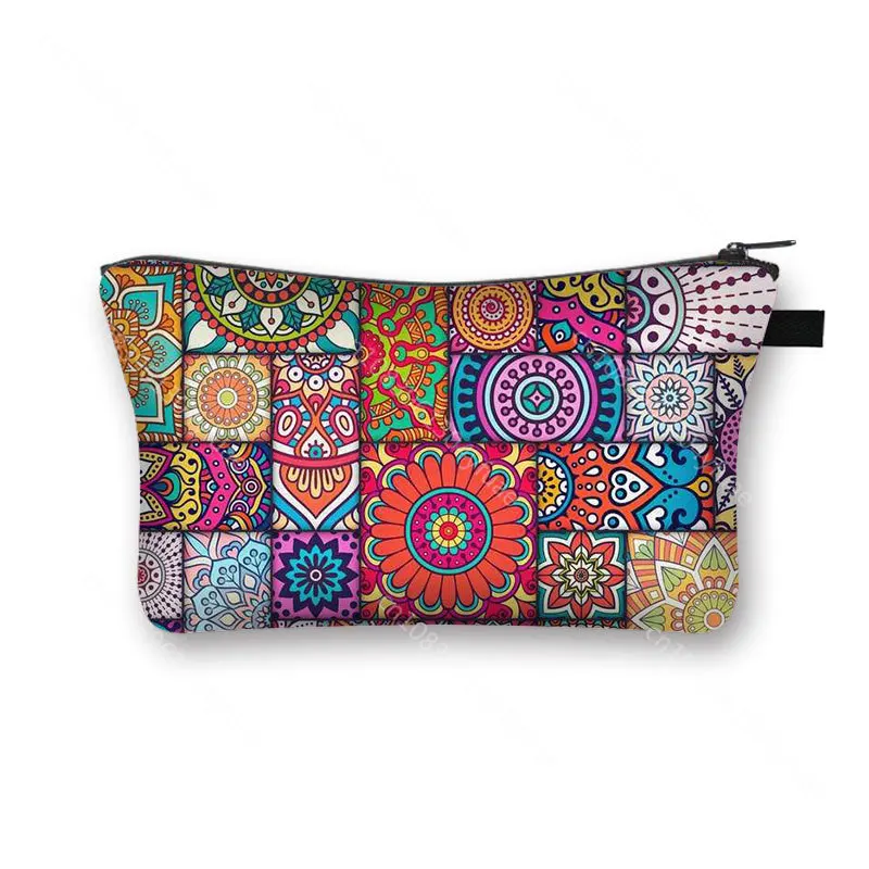 Vintage Mandala Pattern Multifunctional Cosmetic Bags Napkin Organizer Gothic Women Wallet indian floral Makeup Bag