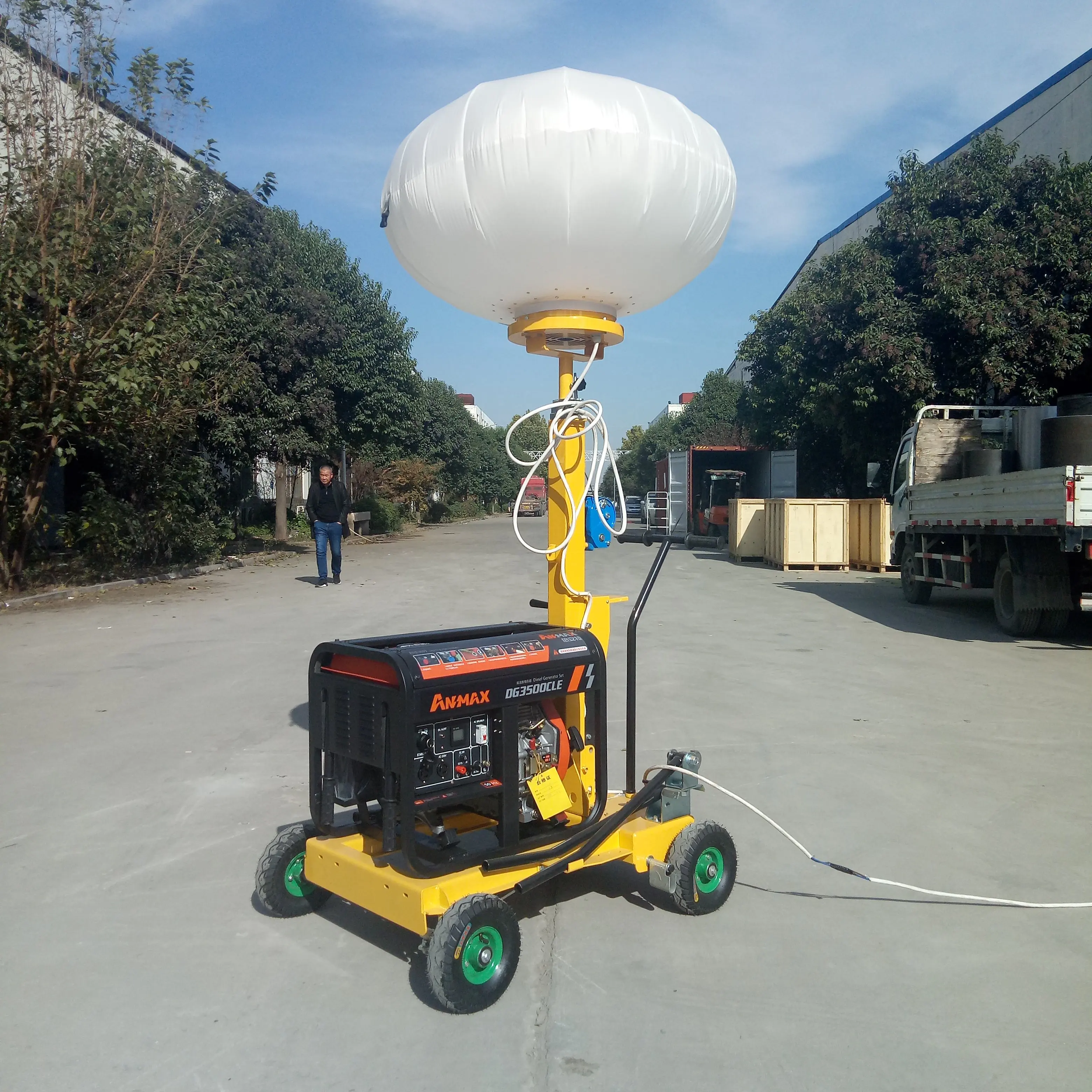 High Mast Portable Hand Push LED Lighting Tower 1000W*2 Diesel Generator 5m Height  Wind Resistance for Emergency