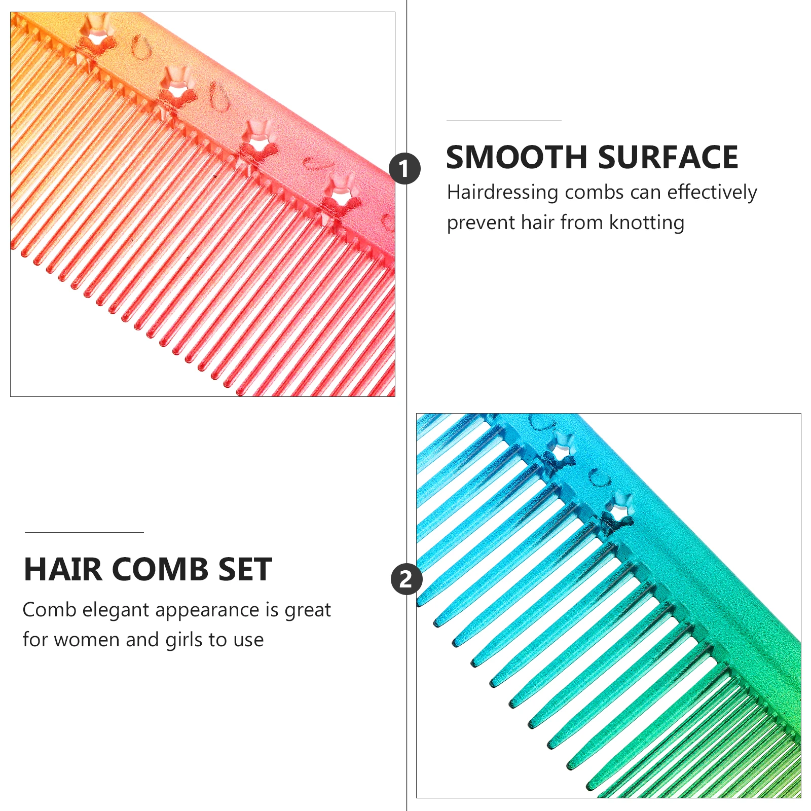 

6 Pcs Lightweight Plastic Detangle Knots Smooth Teeth Hair Comb Set For Women Girls Hair Plastic Hairbrushes Care Styling