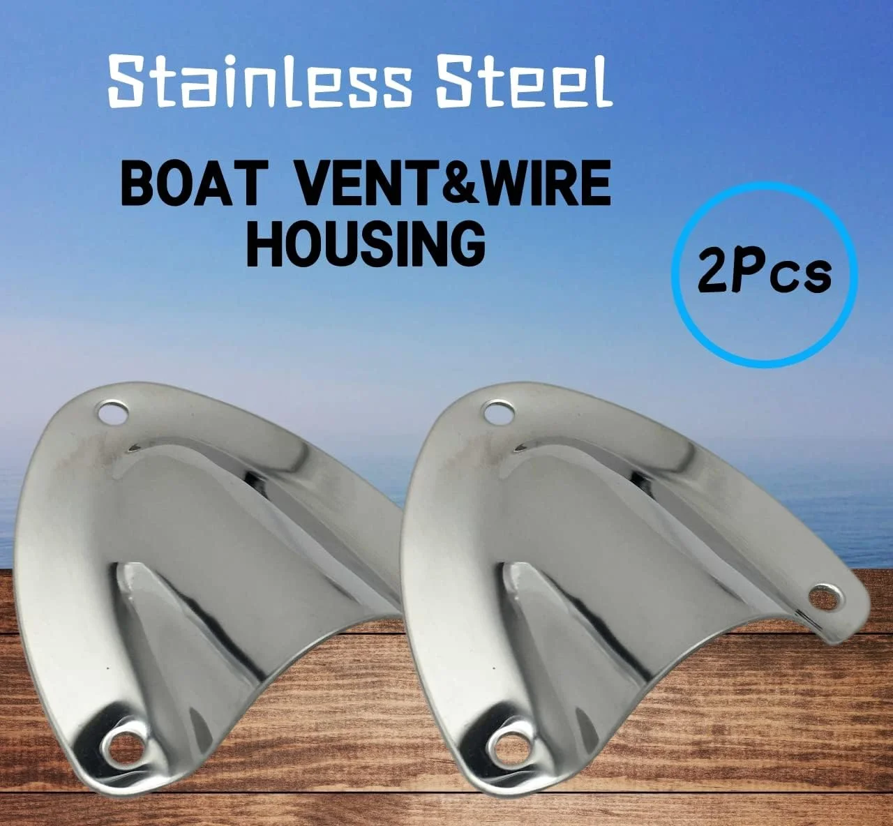 2 Pieces Marine Wire Cable Vent Cover Stainless Steel Clam Shell Vent for Boat