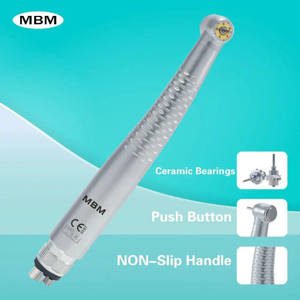 Dental High Speed Handpiece with 5 LED Light 5 Water Spray Shadowless Air Turbine Push Button High Speed Dental Drilling Tool