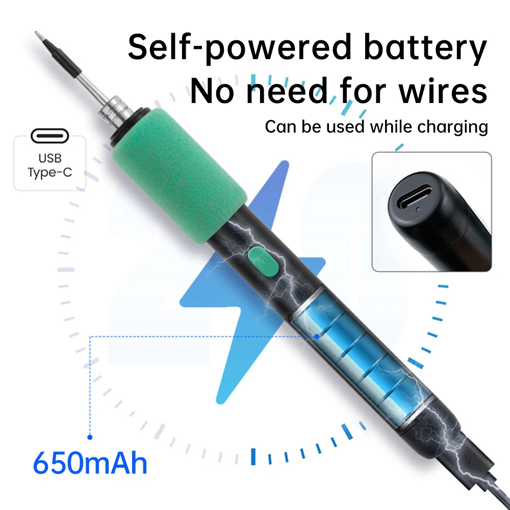 Беспроводной электрический паяльник USB, 3-уровневый контроль температуры, сменные насадки для паяльника, сварочные инструменты для ремонта типа C