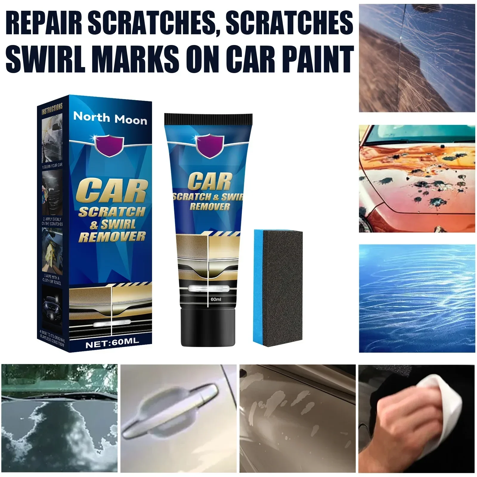 3Pcs Universal Auto Kratzer Reparatur Creme Reinigung Werkzeug Auto Swirl Entferner Kratzer Reparatur Polieren Wachs Auto Produkte Zubehör