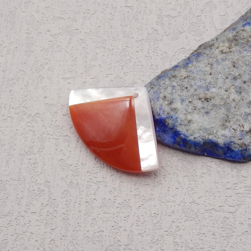 Natural Stone Intarsia Pendants For Jewelry Making,Shell Red Agate Pendants,DIY Necklace,20x29x5mm,3g