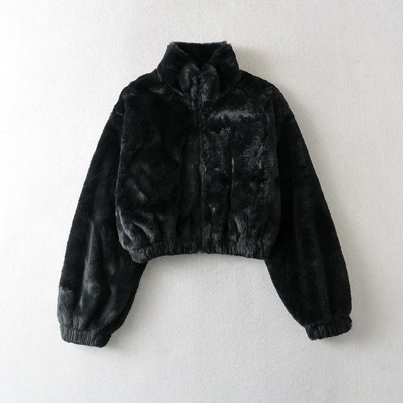 Giacca corta a vita alta da donna Top maglione cardigan autonomo