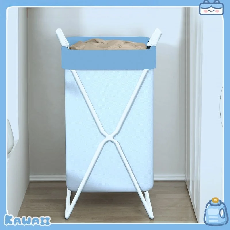 Chiikawa - Cute Cartoon Hachiware,Usagi Metal Frame Laundry Basket Folding Home Bathroom Hamper Laundry Hamper