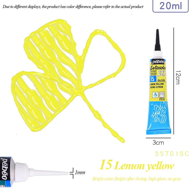 Setacolor 3D Stoffenverf 20ml Permanente Waterdichte Textielverf Niet-giftige 3D Stoffenmarker voor DIY Kleding Textielknutsels