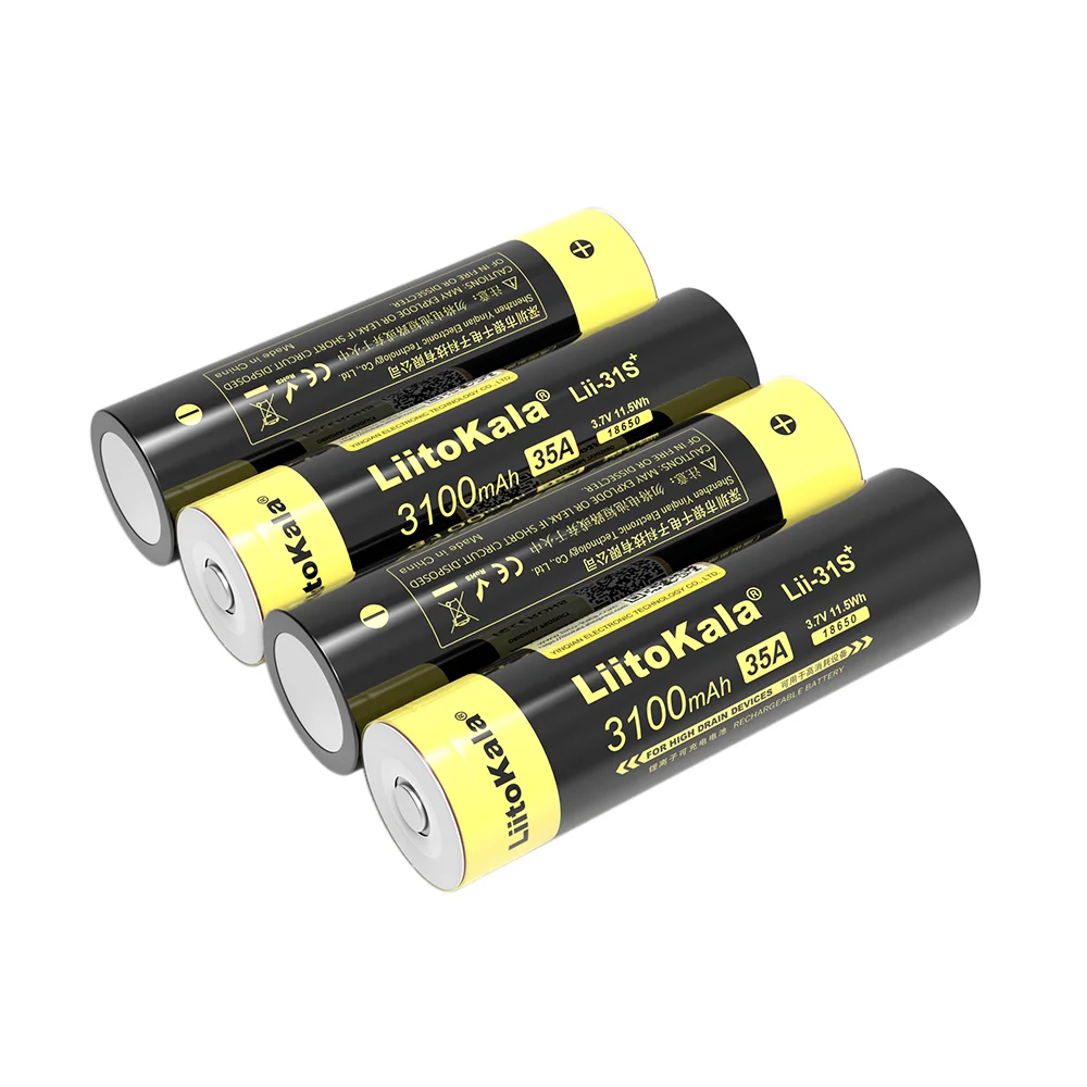 New LiitoKala Lii-31S 18650 Battery 3.7V/4.2V Li-ion 3100mA 35A Power battery For high drain devices+DIY Pointed