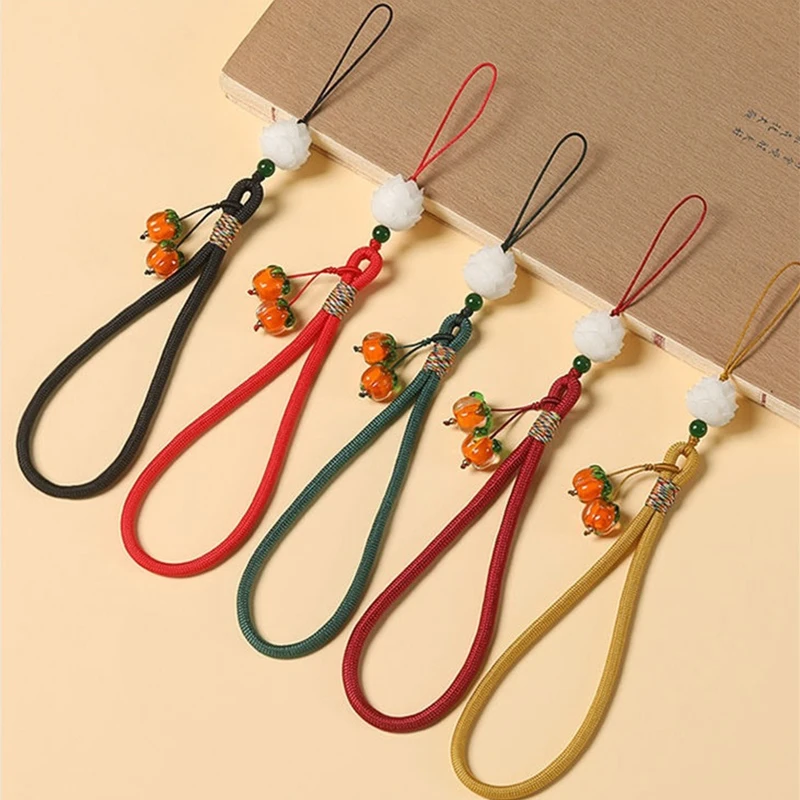 Liuli Persimmon Handykette Schlüsselanhänger Anhänger Anti-Verlust-Handschlaufe Persimmon Bodhi-Wurzel Lotus Kopfhörer-Kamera-Kette – Detail 2