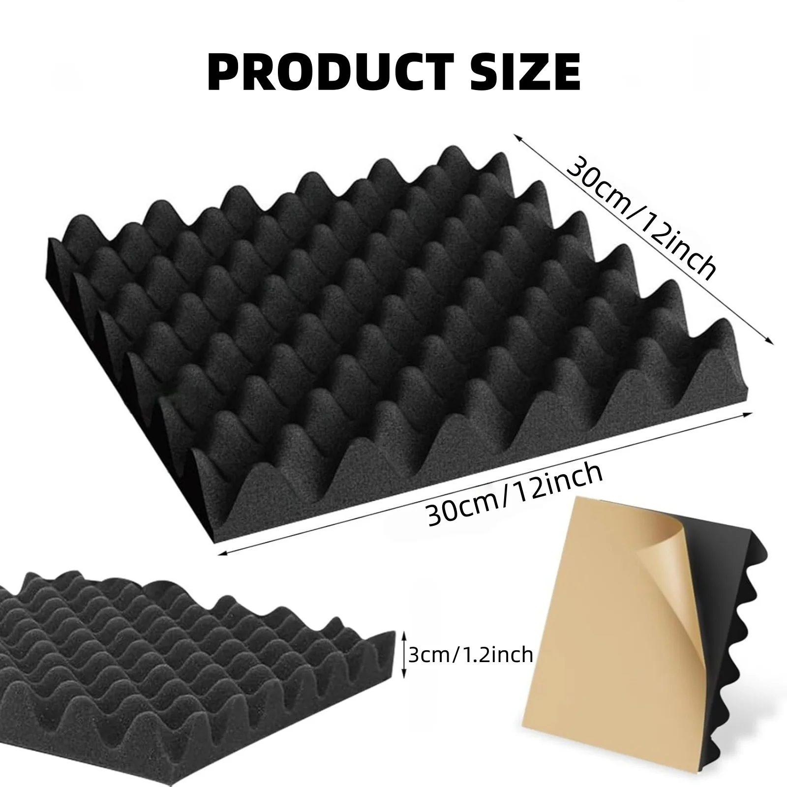 Paneles Acústicos de Espuma de Alta Densidad Tipo Caja de Huevos, 12 Piezas de Espuma Absorbente de Sonido, Espuma Insonorizante para Paredes, para Sala de Juegos y Grabación