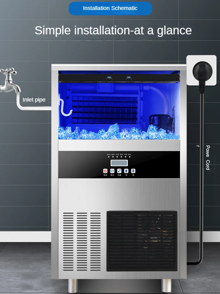 Fully Automatic Commercial Square Ice Machine 45KG/68kg/100kg Per Day, Milk Tea and Bar Universal