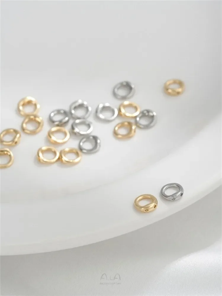 14K goud omwikkelde string dubbel gat gesloten lus DIY parelarmband ketting accessoire, sluiting gesp, verbindingsring accessoire