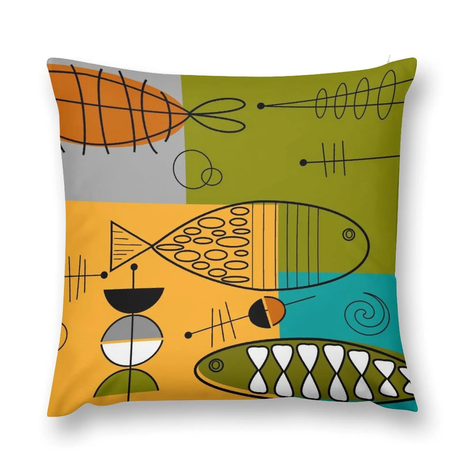 

Mid-Century Modern Whimsical Fish Throw Pillow Christmas Covers For Cushions Cushions For Sofa pillow