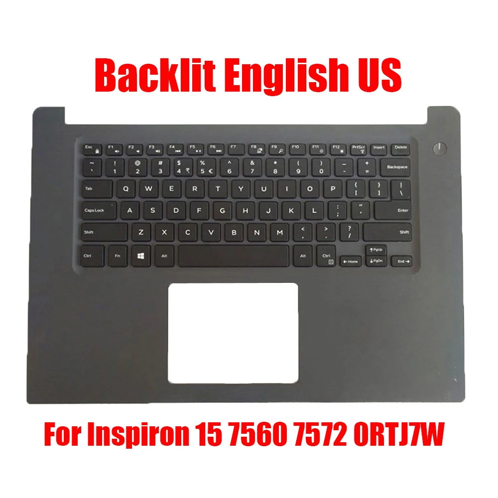 

Laptop Palmrest For DELL For Inspiron 15 7560 7572 0RTJ7W RTJ7W AP1Q2000300 With Backlit English US Keyboard Upper Case New