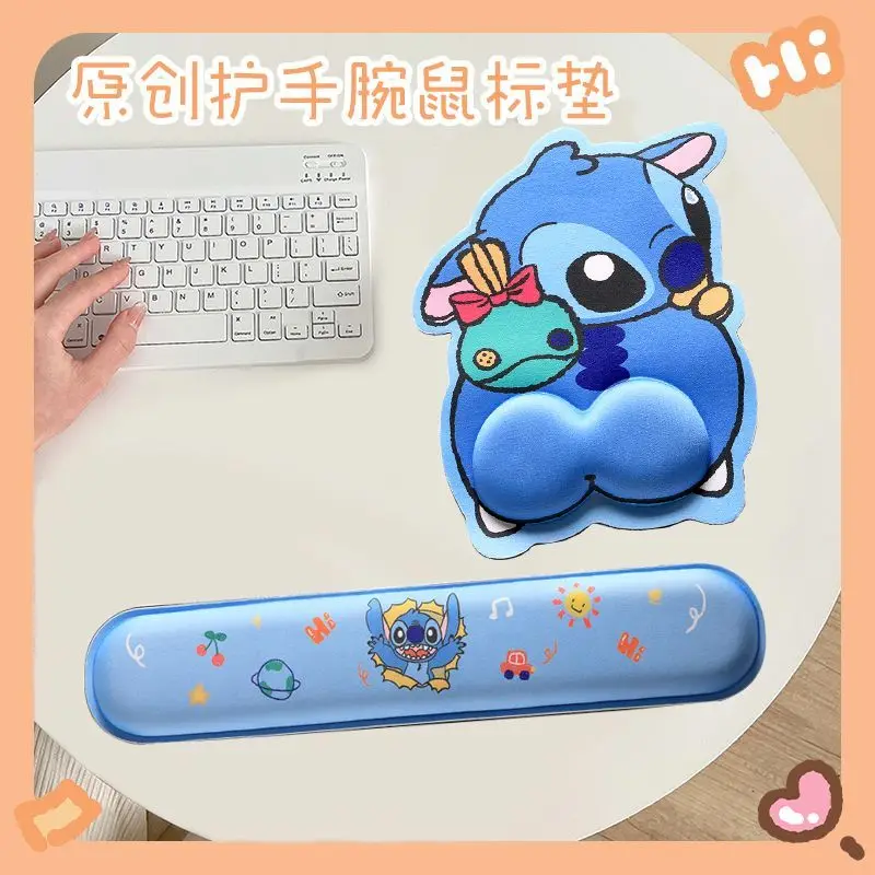 Kawaii Disney Lilo & Stitch Cartoon Cute Stitch Wrist Mouse Soft Pad Keyboard Rest 3D Mouse Pad E-Sports Gift for Boys and Girls