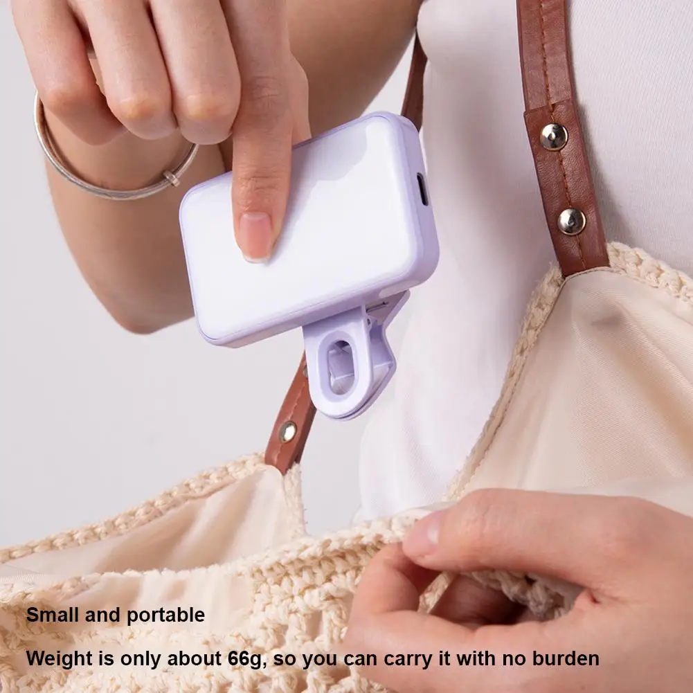 Mini Selfie Fill Light Rechargeable 3 Color Modes Adjustable Brightness Clip On Mobile Phones Computers Photography LED Lights
