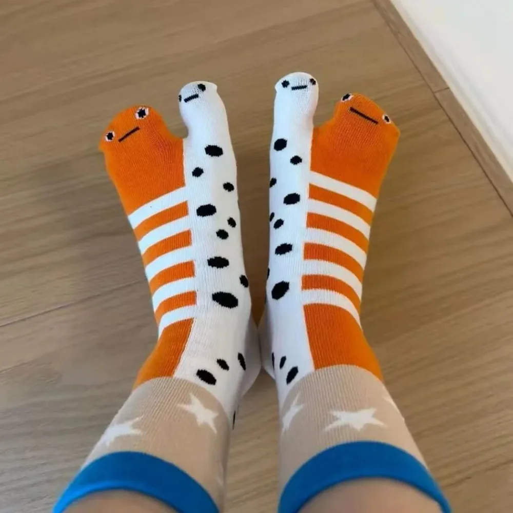 

1pair Gift Breathable Tabi Socks Casual Soft Fish Pattern Socks Funny Socks Daily Wear