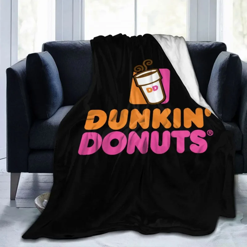 

Фланелевое флисовое одеяло Dunkin с 3d-принтом пончиков, двустороннее супермягкое теплое удобное гладкое одеяло для дома и путешествий, осень-зима