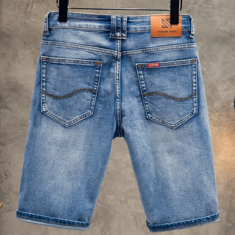 2024Summer Thin Denim Shorts Men's Classic All-Matching Slim Fit Straight High-End Simple and Stylish Casual Shorts
