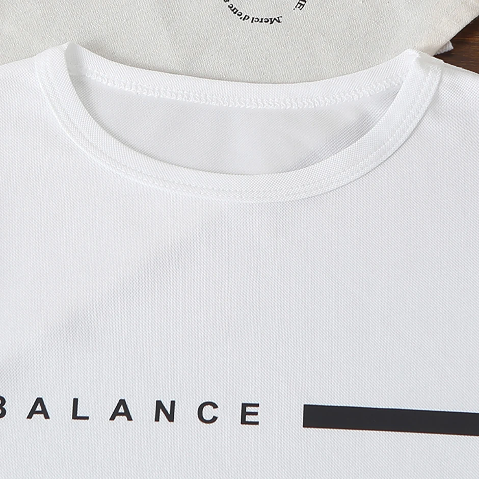 2-teiliges Frühlings-/Sommer-Kinderset mit mehrfarbigem, schnell trocknendem Sport-Buchstabendruck für Jungen und Mädchen, lässig, kurzärmelig – Detail 13