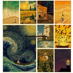 Fun Van Gogh is funny Painting Poster Retro Funny Bathroom Canvas Posters Bathroom Wall Art Pictures Home Living Room Decor