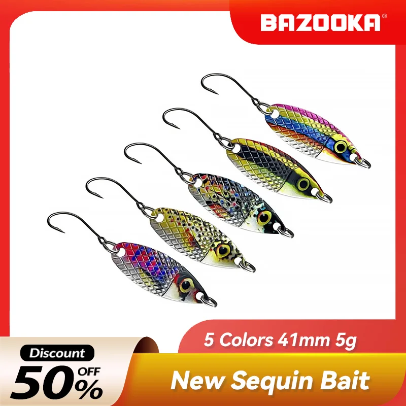 

5 PCS/Set Metal Jig Bazooka Simulated fish Scales Spoon Spinner Wobbler Bait Set with Tackle Box Kit Pike Bass Fishing Lure