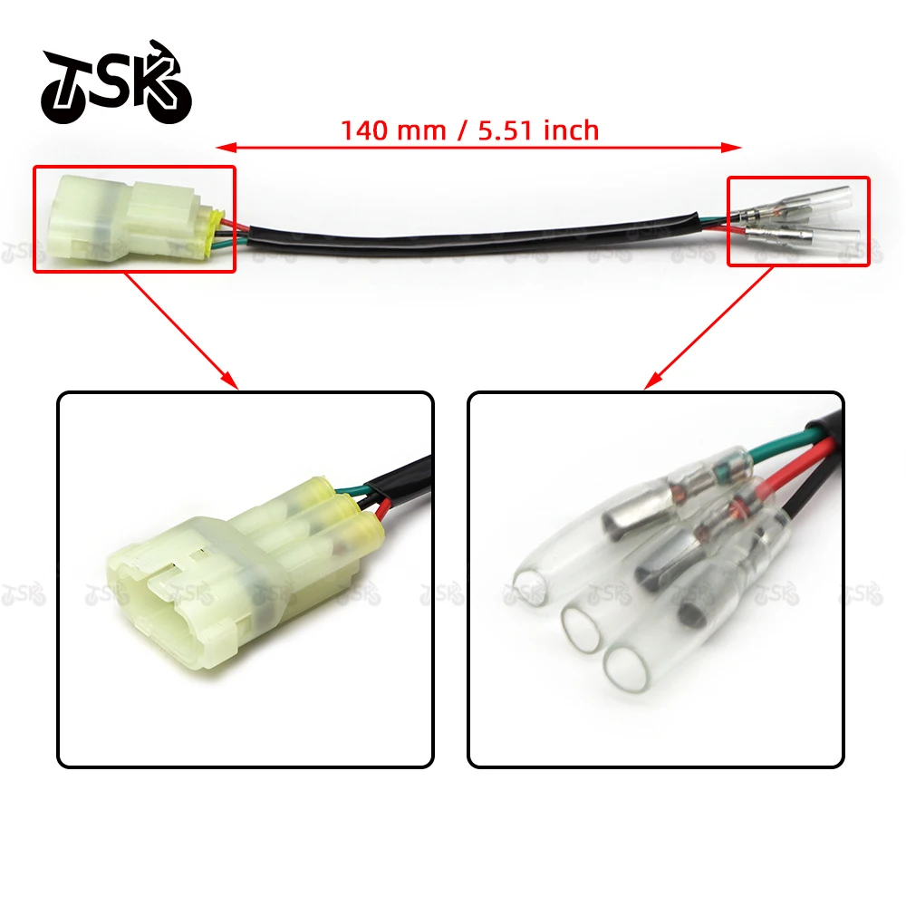 

Motorcycle Universal Connector VTEC 3rd Generation Rear Light 3 Power Cord Marking Adapter Plug Connector