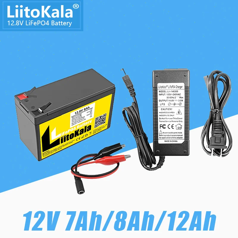 

LiitoKala 12.8V 8Ah 12Ah LiFePo4 Rechargeable Battery Pack 4000+ Cycles Lithium Battery for Solar Power Lighting Built-in BMS