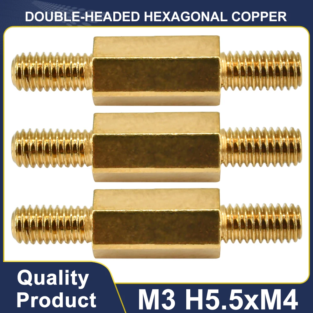 M3 H5.5xM4 Double-headed hexagonal copper Pillar Spacing Screws Threaded Standoff PCB Computer PC Motherboard Spacer 5Pcs-30Pcs