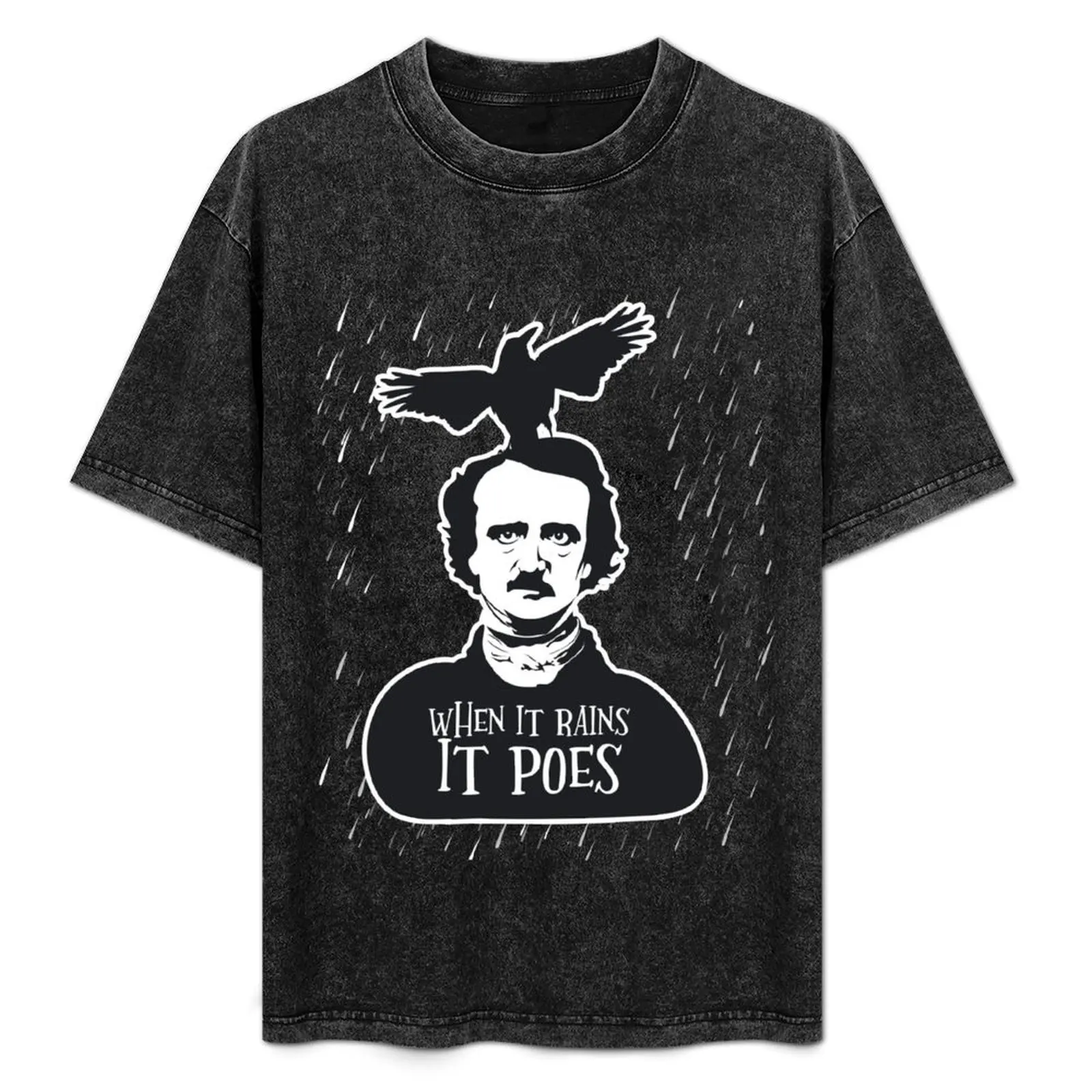 

Funny Edgar Allan Poe When It Rains It Poes T-Shirt Athletic Quick Dry T-Shirt for Men