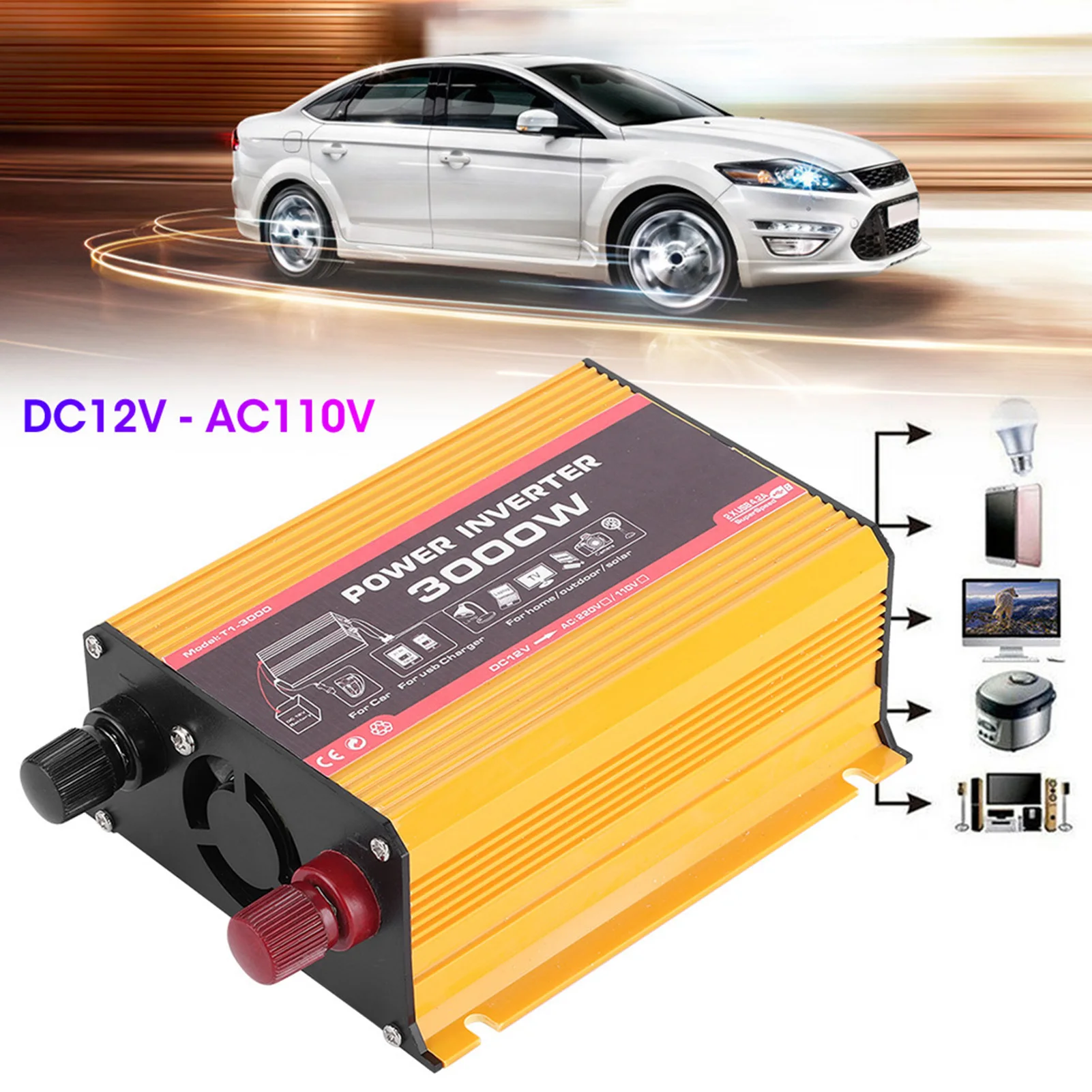 

Car Inverter 3000W USB Auto Power Converter Modified Sine Transformer Car Power Converter Modified Sine Interver
