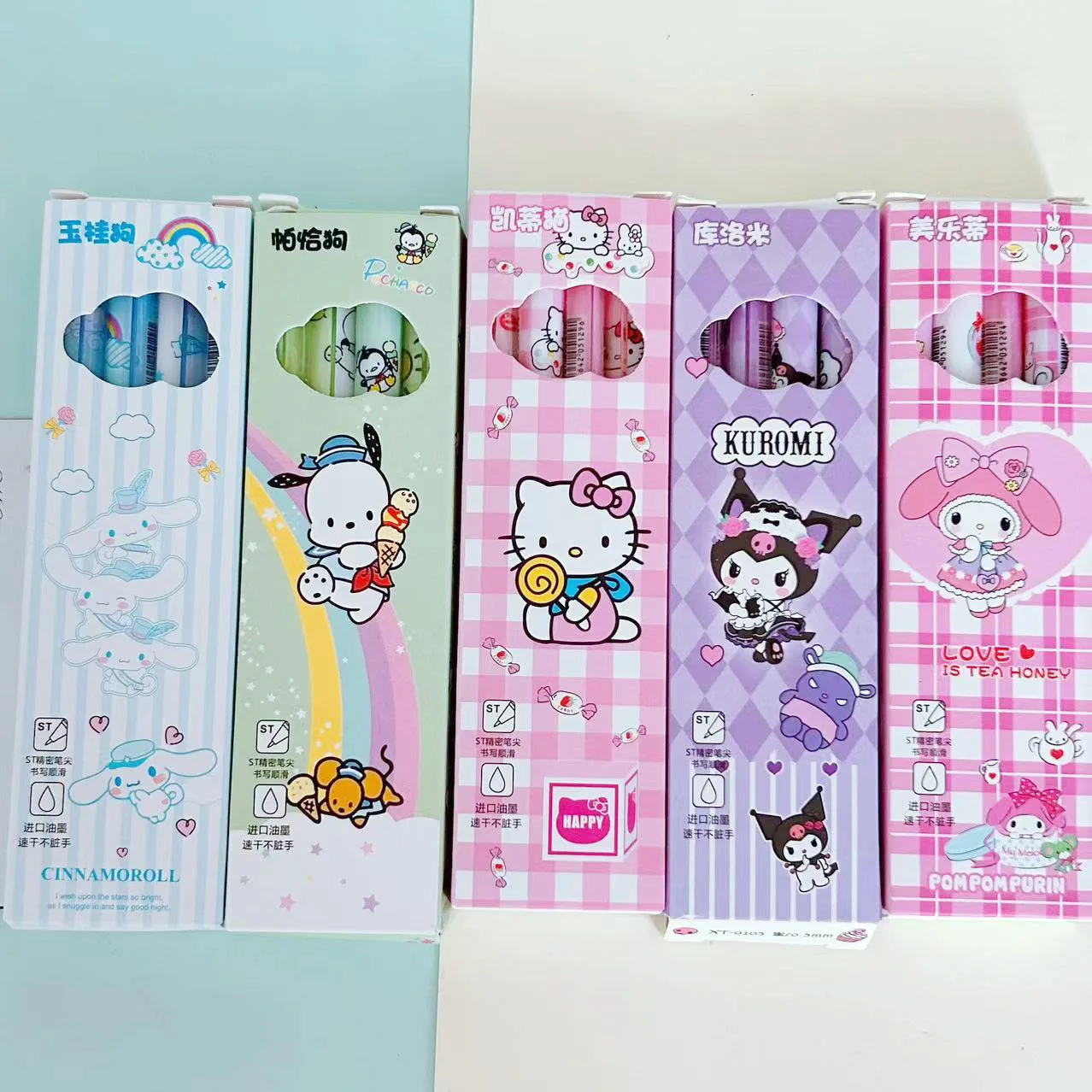 Imagem -06 - Sanrio Ballpoint Gel Canetas Hello Kitty Kuromi Cinnamoroll Caneta Neutra Student Writing Escritório Material Escolar Papelaria Pcs