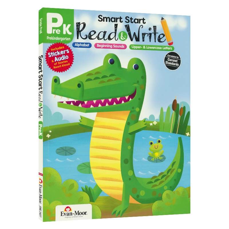 

Evan-Moor Smart Start Read and Write Workbook, Grade PreK,aged 3 4 5 6, English book 9781629389813