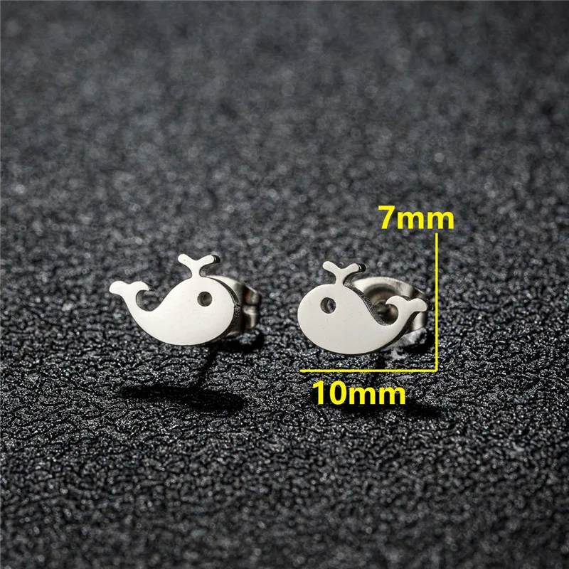 Cartoon Stainless Steel Terrible Shark Earring Cute Dolphin Fish Ear Jewelry Girls Ocean Animal Earrings Gifts Accessories