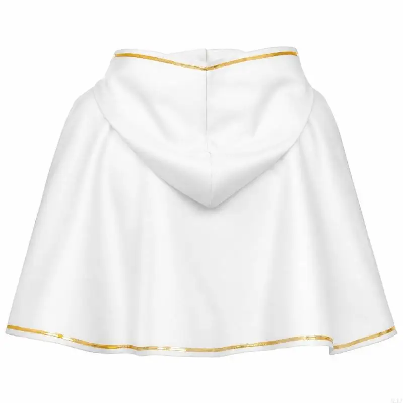 2026 New Polyester Hooded Costume Cloak with Pleated Detailing and Front Fastening for Halloween Party Costumes