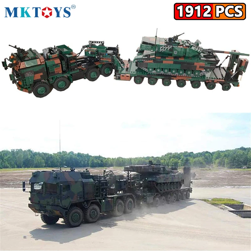 MKTOYS HX-81 SLT Mammut Tank Transport Truck WW2 Military German Bricks Technical Battle  Armored Vehicle Building Block Gifts