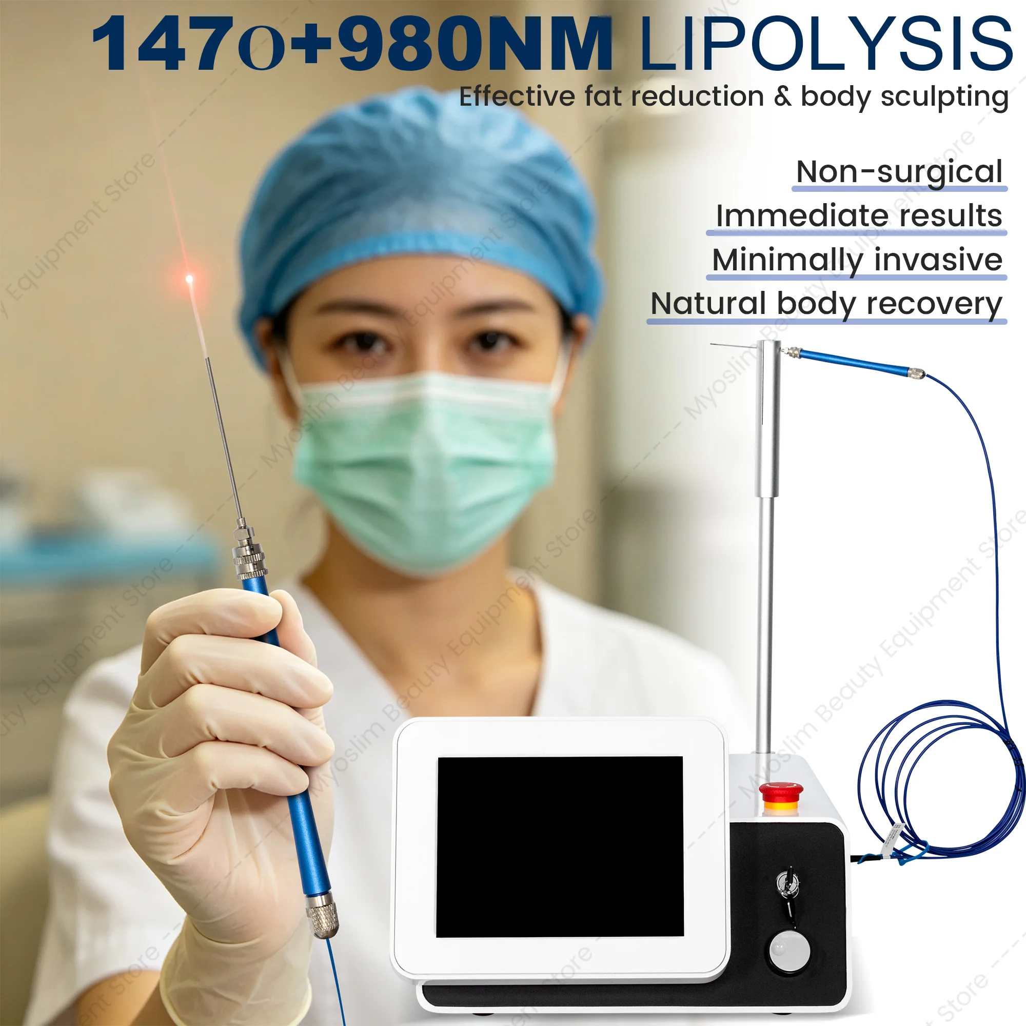 Portable 980 1470 Lase Lipolysis Equipment Non-Invasive Fat Reduction Facial Lifting Body Sculpting Salon Use CE