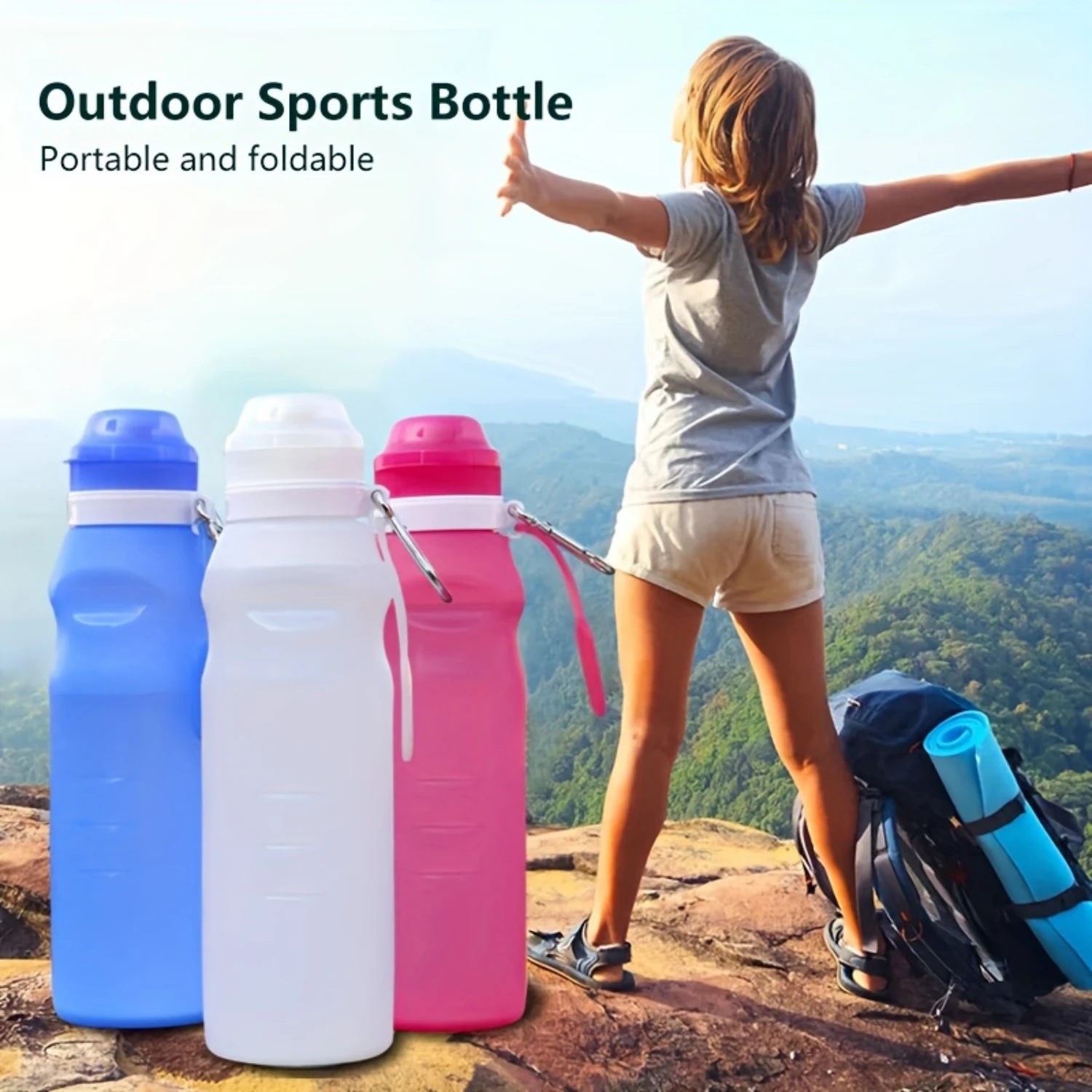 Foldable Silicone Sports Water Bottle - Large Capacity, Heat Resistant, Portable Travel Kettle