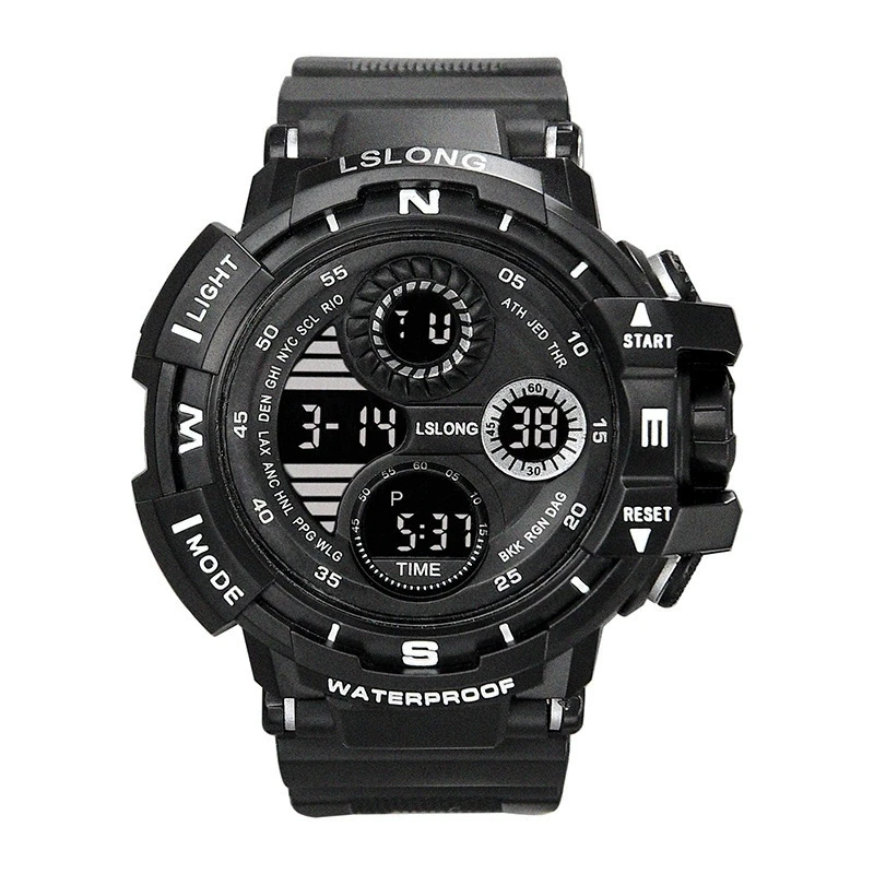 남성용 블랙 디지털 시계, 스포츠 시계, 방수 아웃도어 크로노그래프 손목시계, G 인퓨전트 쇼크 학생용 손목시계