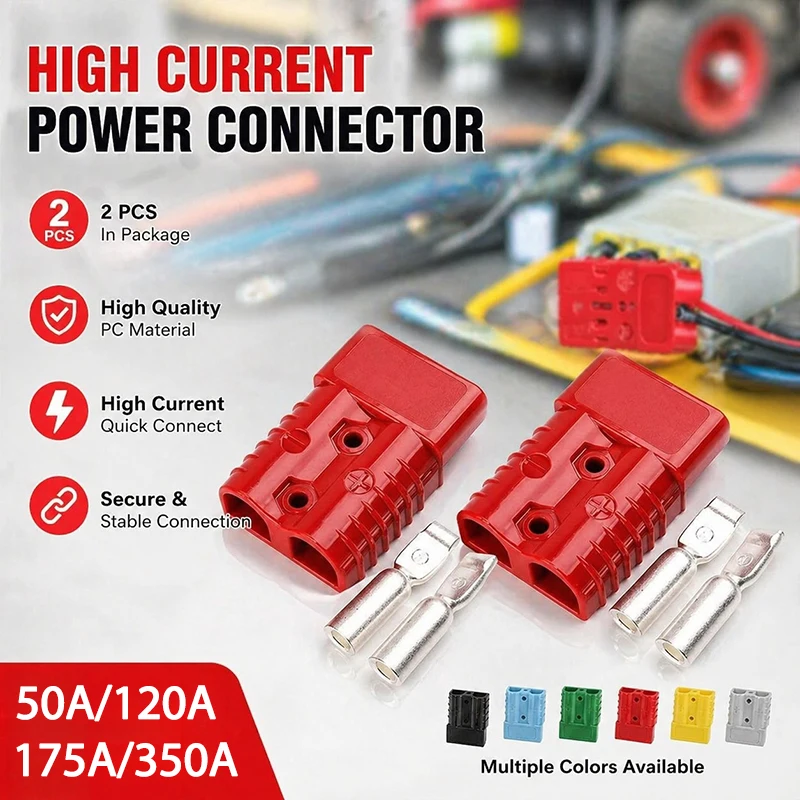 2PCS 50A 120A 175A 350A  Plug Battery Connect Disconnect Connector 600V Towing Winch Quick Connect Wire Harness Plug