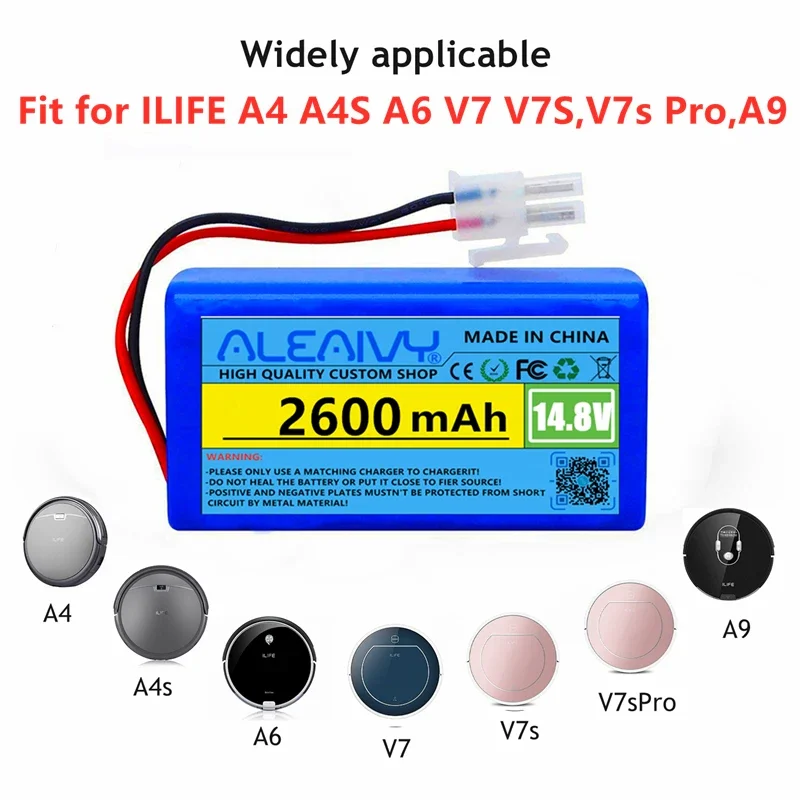 로봇 진공 청소기 iLife용 리튬 이온 충전식 배터리, ILIFE A4 A4s V7s A6 V7s 플러스, 14.8V, 2600mah, 3200mAh, 100%, 신제품