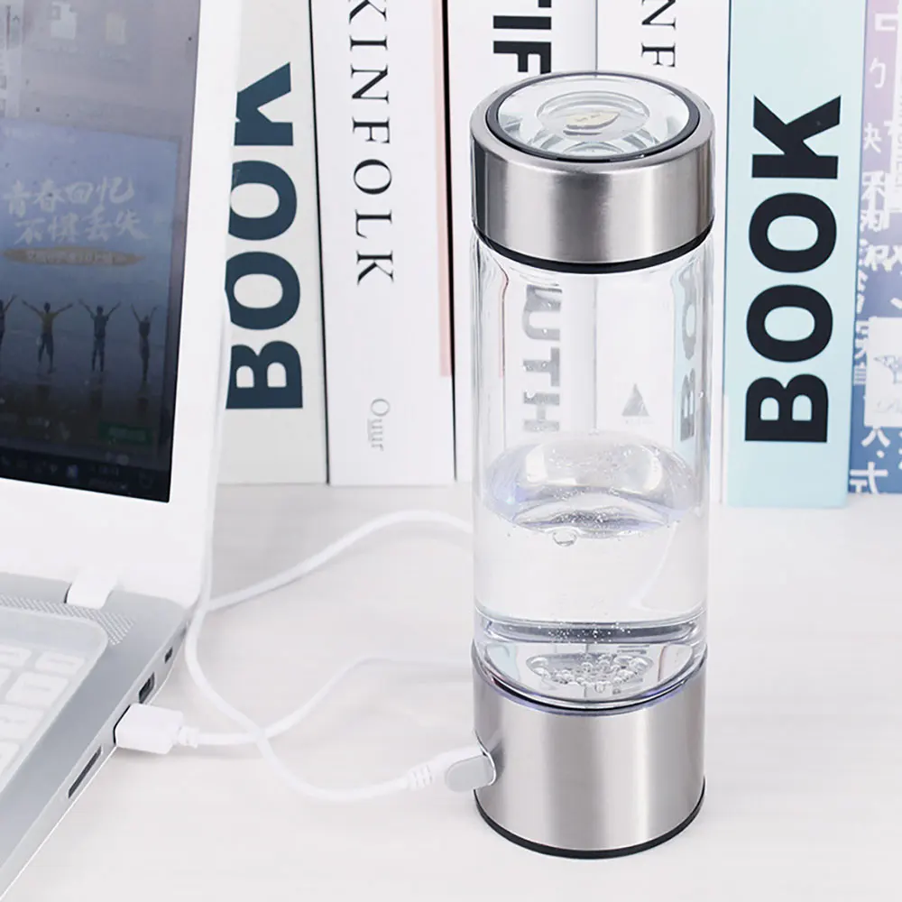 420ml USB Rechargeable Portable Hydrogen-Rich Generator Water Cup Ionizer Maker  Super Antioxidants ORP Hydrogen Bottle